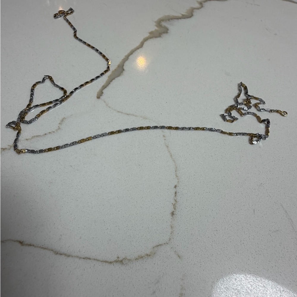 Elegant Gold and Silver Chain Necklace